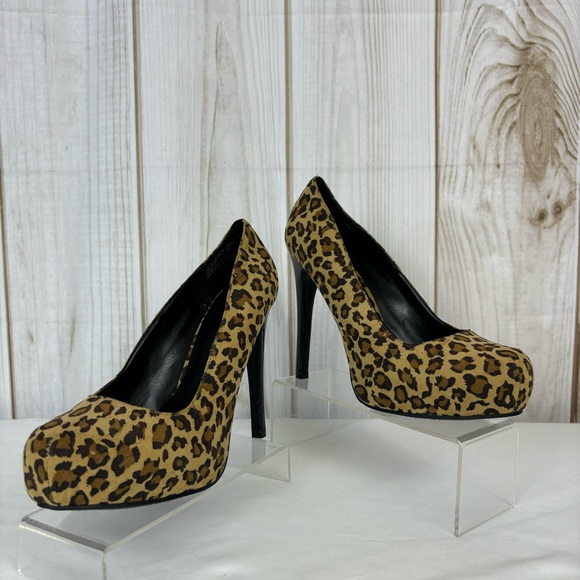Kardashian Kollection Heels Fabric Leopard Print Stiletto Dressy Shoes Size 9.5 - Picture 4 of 16